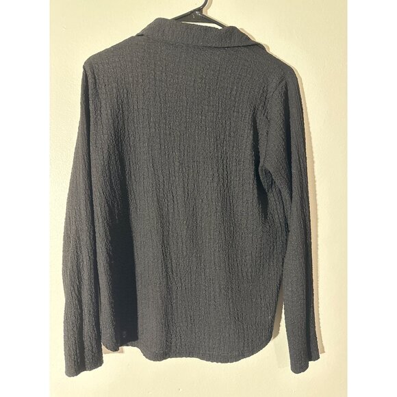 Modern Works Black Textured Long Sleeve Button-Up Shirt Size S - Picture 3 of 5